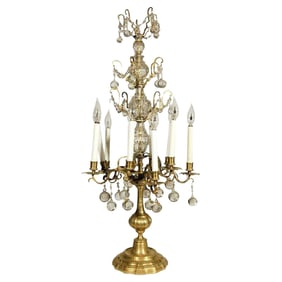 French 19th Century Crystal and Glass Girandole Table Lamp