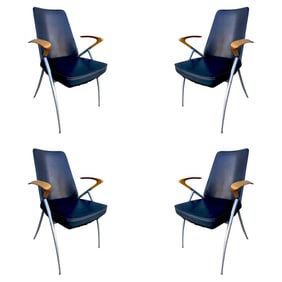 1980's Paul Tuttle Style Post Modernist Dining Chair Set of four