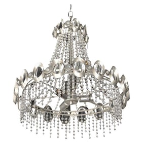 Rare 1960's Gaetano Sciolari Chrome and Beaded Crystal Chandelier
