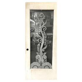 Hand Etched Organic Patterned Art Deco Door, Circa 1920