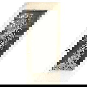 Hand Etched Organic Patterned Art Deco Door, Circa 1920: Custom-made hand-etched/cut art glass door, featuring an organic vine pattern coming out of a geometric floral at the bottom. The custom glass pane is fixed to an oak door frame. This door was custom-