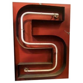 Large Vintage Neon Marquee Letter "S" From Pan American Auditorium