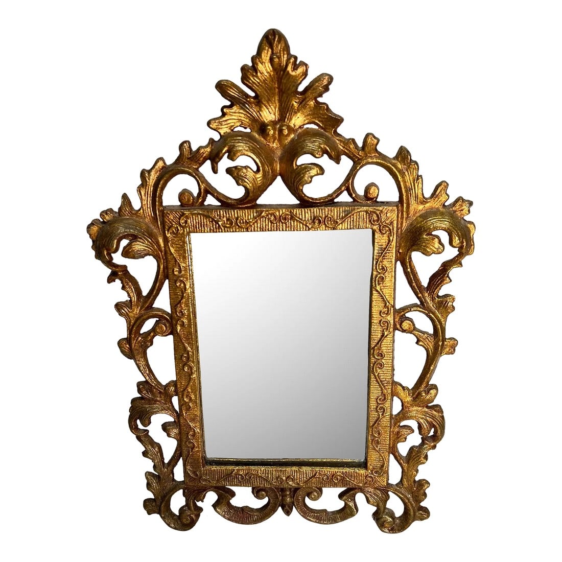 Gilded Cast Iron Frame Tabletop or Wall Mount Mirror