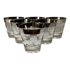 Mid-Century Dorothy Thorpe Cocktail Stemless Martini Glasses- Set of 6