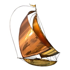 Large Mid Century Sailboat Wall Sculpture by Mario Jason