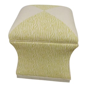 Modern Upholstered Lime Green and Oatmeal Storage Ottoman Footstool