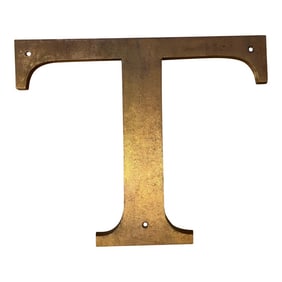 1960s The Letter T, Bronze Style Patina, Metal Serif Letter
