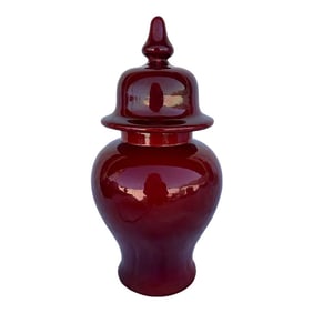 W & J Sloane Burgundy Hung Ginger Jar
