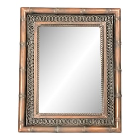 Vintage Mid-Century Metal Faux Bamboo Wall Mirror