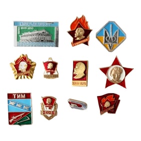 Collection Vintage Soviet Russian Pins - Set of 11