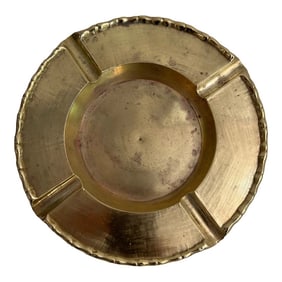1960’s Hollywood Regency Brass Ashtray With Faux Bamboo Trim