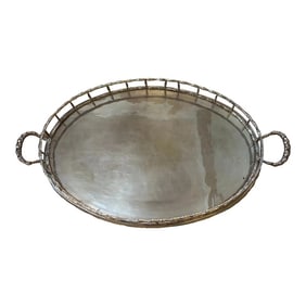 1970’s Large Brass Faux Bamboo Gallery Tray