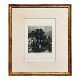 Antique Black and White Engraving Landscape of “Willy Lott’s