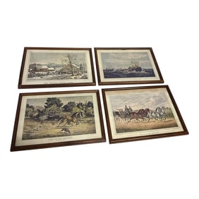 1970s Collection of Matching Equestrian Framed Paintings - Set of 4