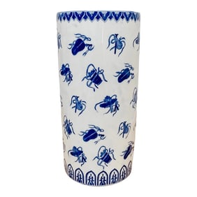 1990s Chinese Blue and White Porcelain Umbrella Stand