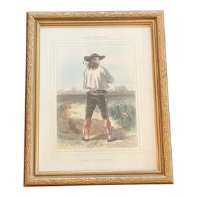 19th Century Framed French Hand Colored Lithograph “Regional Costumes - Brittany -