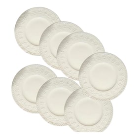 Wedgwood China Wellesley Pattern Rim Soup Plates - Set of 7