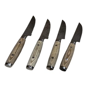 Vintage Japanese Damascus Steel Steak Knife Set of Four
