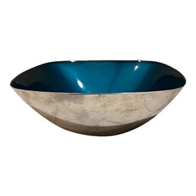 1960s Blue Enamel Stainless Dish by Cathrineholm of Norway