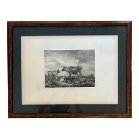 Vintage Intaglio Lithograph of T S Cooper “The Victorian Cow†in