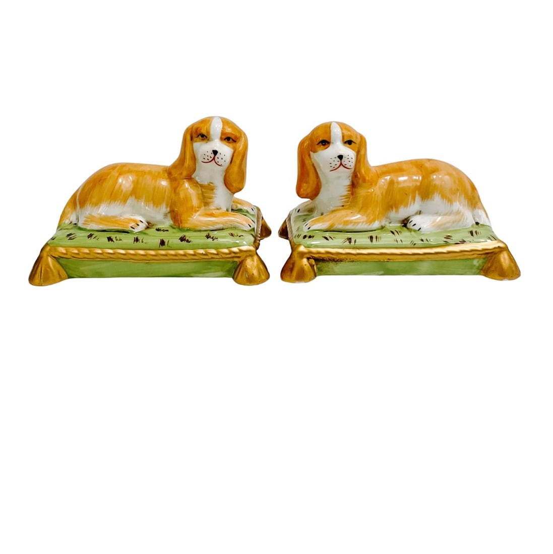 Reclining Cavalier King Charles Spaniel Dogs on Pillows - a Pair (1 of 7)