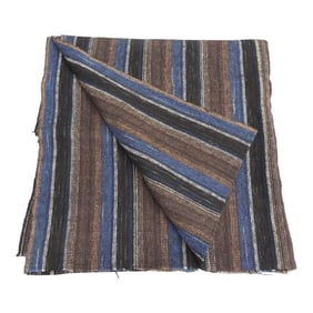 Vintage Woven Asian Textile in Brown, Black and Brown Stripes Textile