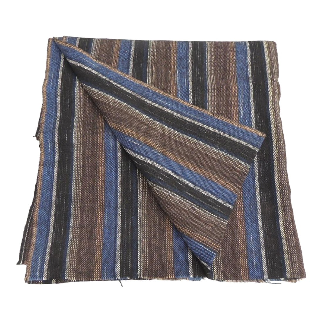 Vintage Woven Asian Textile in Brown, Black and Brown Stripes Textile (1 of 5)