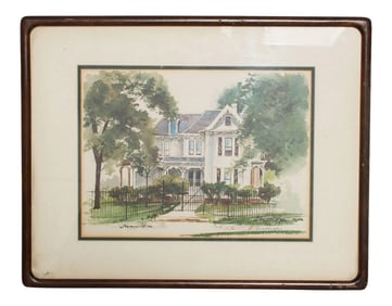 Vintage Framed Print Landscape Gated White House