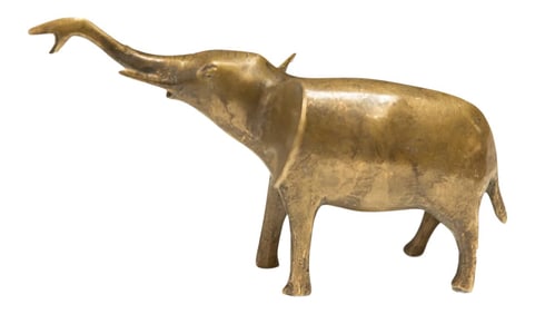 Vintage African Golden Patina Elephant Trunk Up