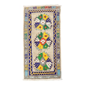 20th Century Colorful Turkish Mini Rug, 1'5'' X 2'9''