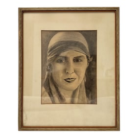 Vintage Woman Portrait Sketch, 1937 Portraiture