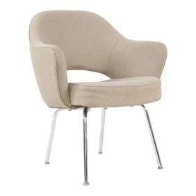 Tan Mid-Century Modern Executive Armchair Attributed to Saarinen for Knoll