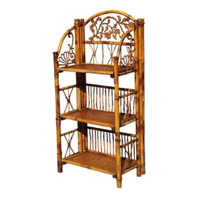 1980s Vintage French Bamboo & Rattan Folding Étagère - Mid-Century Modern