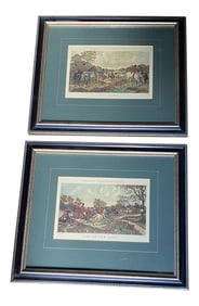 Late 20th Century English Hunting Scenes, Framed - a Pair