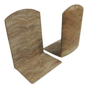 Vintage Marbleized Paper Bookends - Set of 2