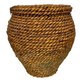 Vintage Rope Covered Terra Cotta Planter