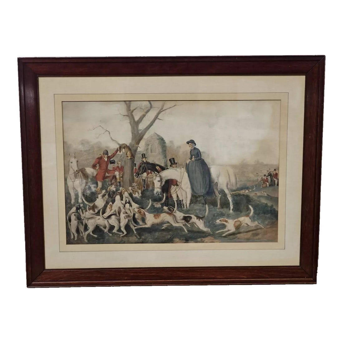 19th Century British School Fox Hunting Scene Hounds & Foxes Water Color Framed (1 of 7)
