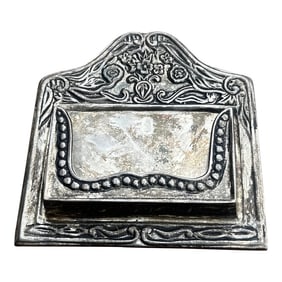 1970s Small Silver Etched Business Card Holder/Office Decor