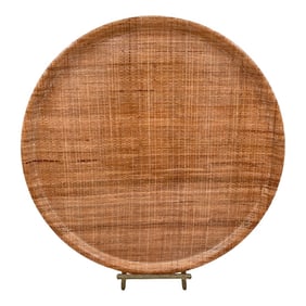 Mid-Century Modern Abaca Grainware Raffia and Lucite Fiberglass Large Serving Platter or Tray