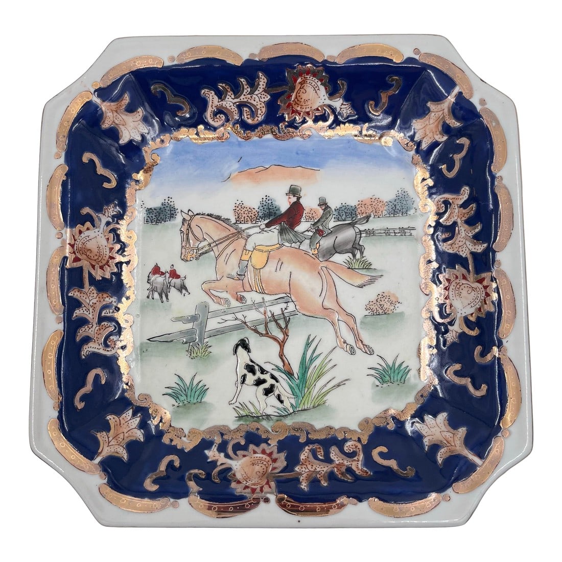 Vintage Chinoiserie Equestrian English Hunt Dish (1 of 12)