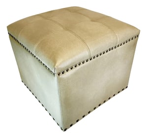 Vintage Rustic Southwestern Arts & Crafts Nailhead Footstool Seat.
