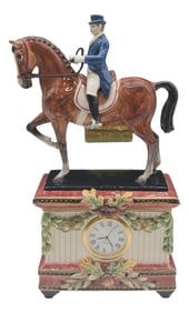 Fitz and Floyd Equestrian Clock Sculpture – Dressage Horse and Rider Figurine