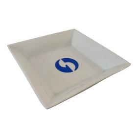 Advertising French Limoges Ceramic White With a Blue Logo Catchall Ashtray