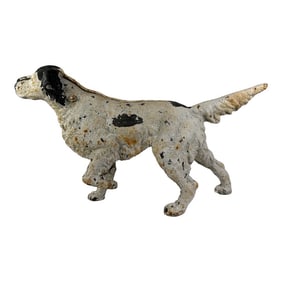 Antique Chippy Hand Painted Cast Iron English Setter Doorstop