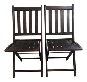 Vintage Wooden Folding Chairs - a Pair