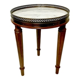 Mid-Century Neoclassical Hollywood Regency Carrara Marble Top Drinks Table