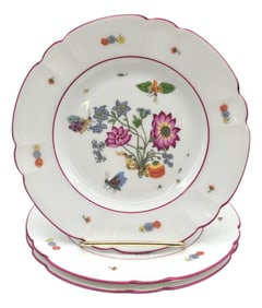 Museum Reproduction Haviland Limoges Porcelain Floral Plates Meissen Style France Set of 3 6.5"