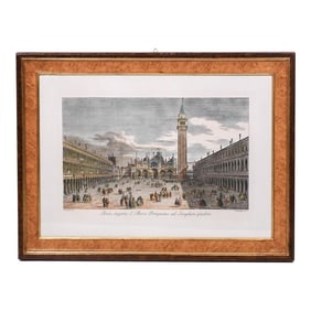Mid 20th Century Antonio Visentini After Canaletto Piazza San Marco in Venice Print, Framed