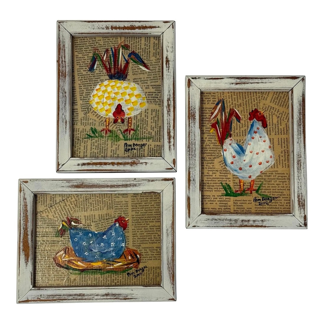 Vintage Farmhouse Chicken Decoupage Framed Paintings - A Trio (1 of 12)