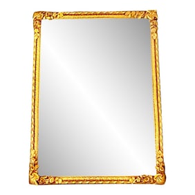 Early 1900s Antique French Neoclassical Style Gold Gilt Wall Mirror, Carved Wood.